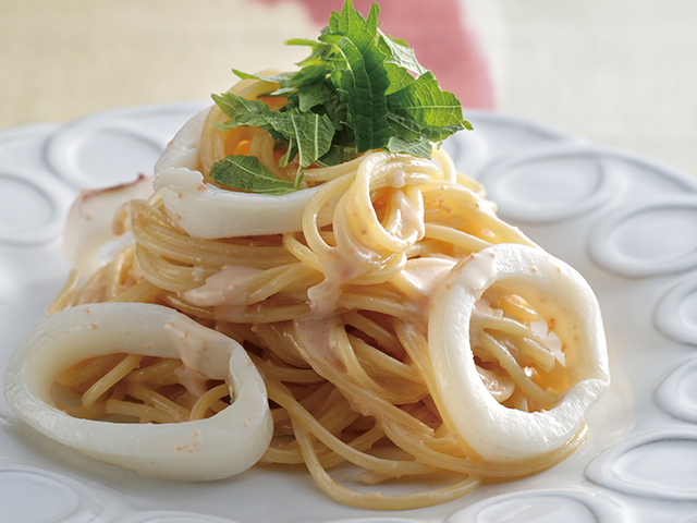 イカとたまねぎのたらこスパゲティ