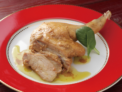 鶏もも肉のごま醤油コンフィ