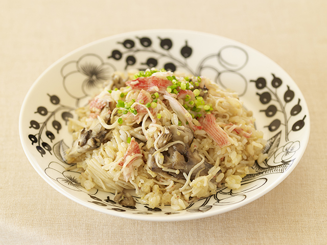 きのことカニカマのチャーハン