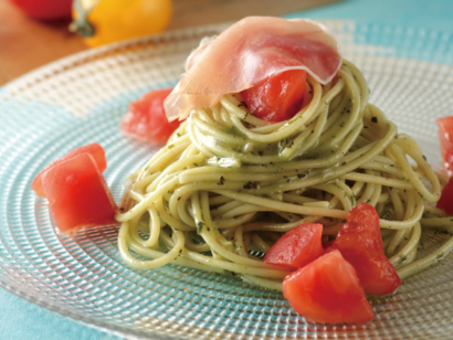 生ハムのさわやかジェノバ風冷製パスタ